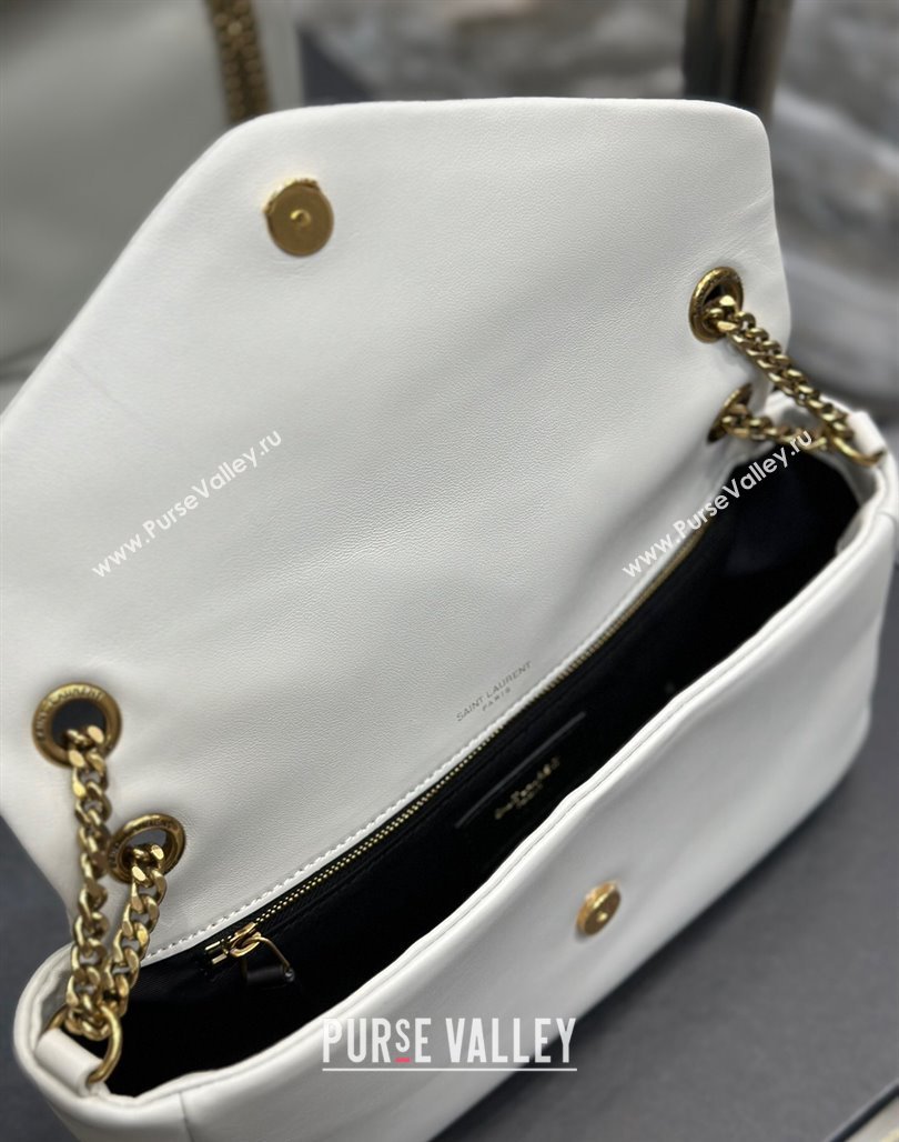 Saint Laurent Calypso Small Bag in Plunged Lambskin 734153 White 2024 0713 (YY-240713015)