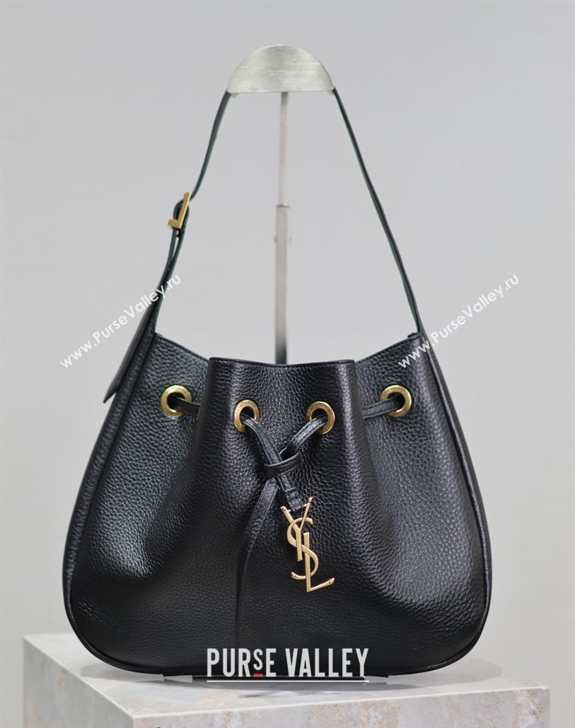 Saint Laurent Paris Vii Small Hobo Bag in Grained Leather Black 796626 2025 (YY-260119100)