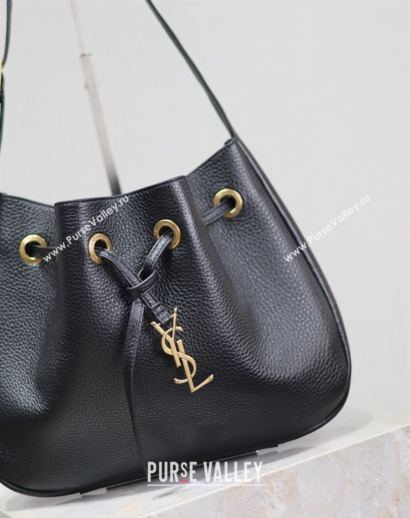 Saint Laurent Paris Vii Small Hobo Bag in Grained Leather Black 796626 2025 (YY-260119100)