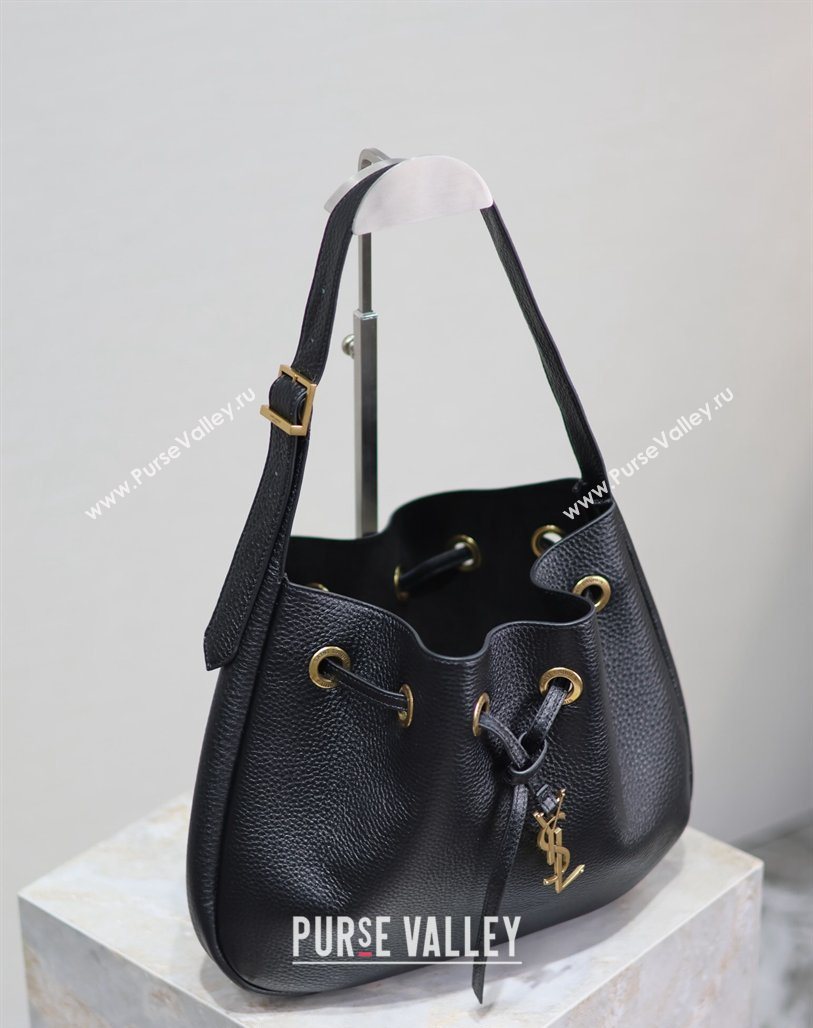 Saint Laurent Paris Vii Small Hobo Bag in Grained Leather Black 796626 2025 (YY-260119100)