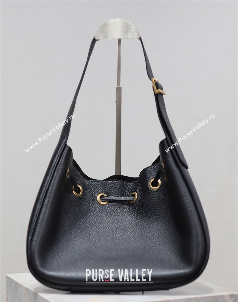 Saint Laurent Paris Vii Small Hobo Bag in Grained Leather Black 796626 2025 (YY-260119100)