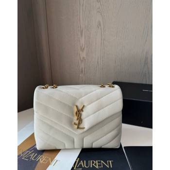 Saint Laurent Loulou Small Bag in Y Matelasse Leather 494699 White/Gold 2024 TOP (hongs-240713001)