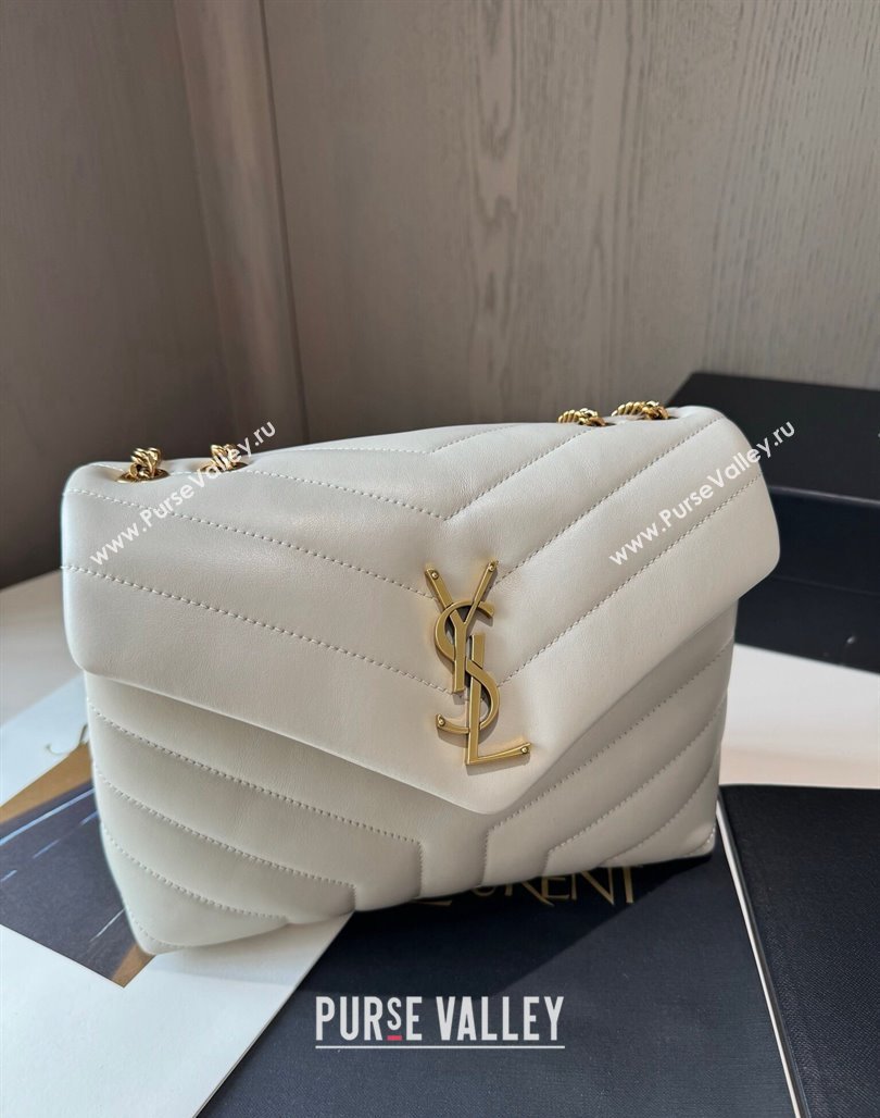 Saint Laurent Loulou Small Bag in Y Matelasse Leather 494699 White/Gold 2024 TOP (hongs-240713001)