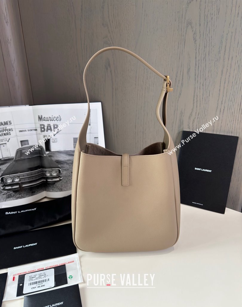 Saint Laurent LE 5 À 7 Soft Small Hobo Bag in Grained Leather 713938 Beige 2024 TOP (hongs-240713006)