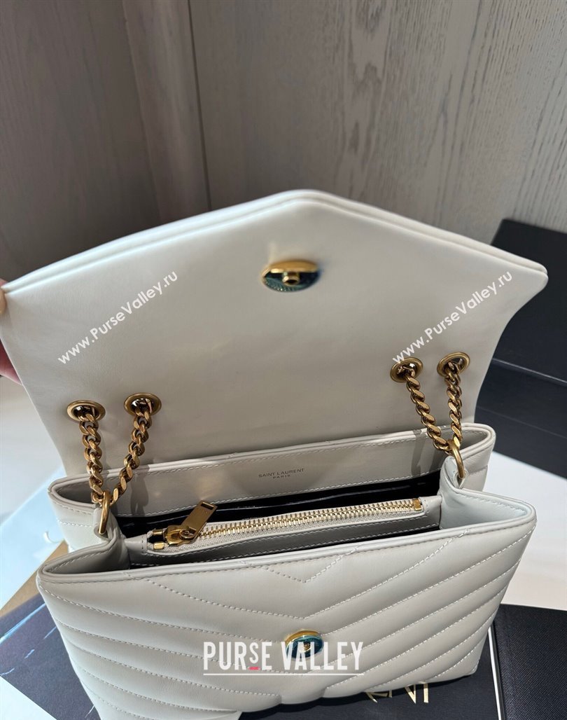 Saint Laurent Loulou Small Bag in Y Matelasse Leather 494699 White/Gold 2024 TOP (hongs-240713001)