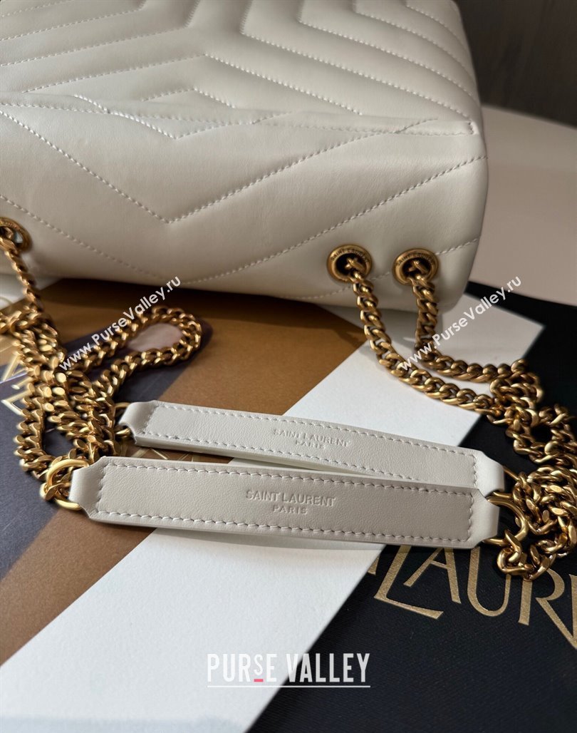 Saint Laurent Loulou Small Bag in Y Matelasse Leather 494699 White/Gold 2024 TOP (hongs-240713001)