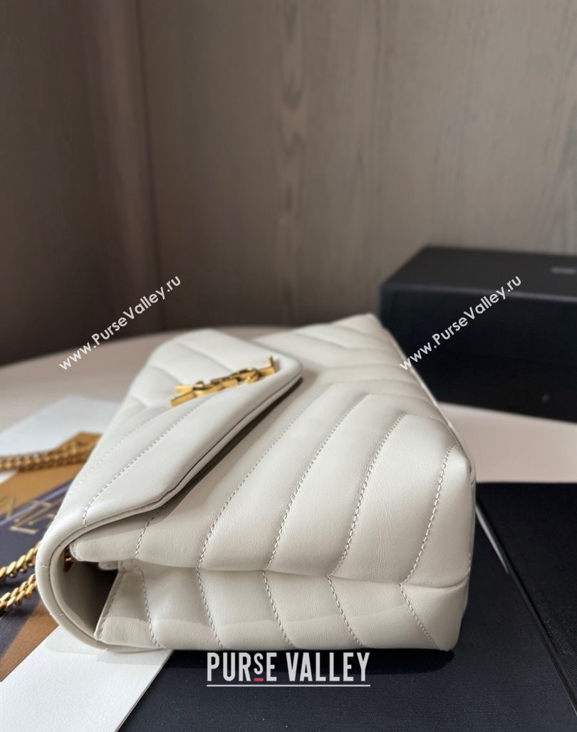 Saint Laurent Loulou Small Bag in Y Matelasse Leather 494699 White/Gold 2024 TOP (hongs-240713001)