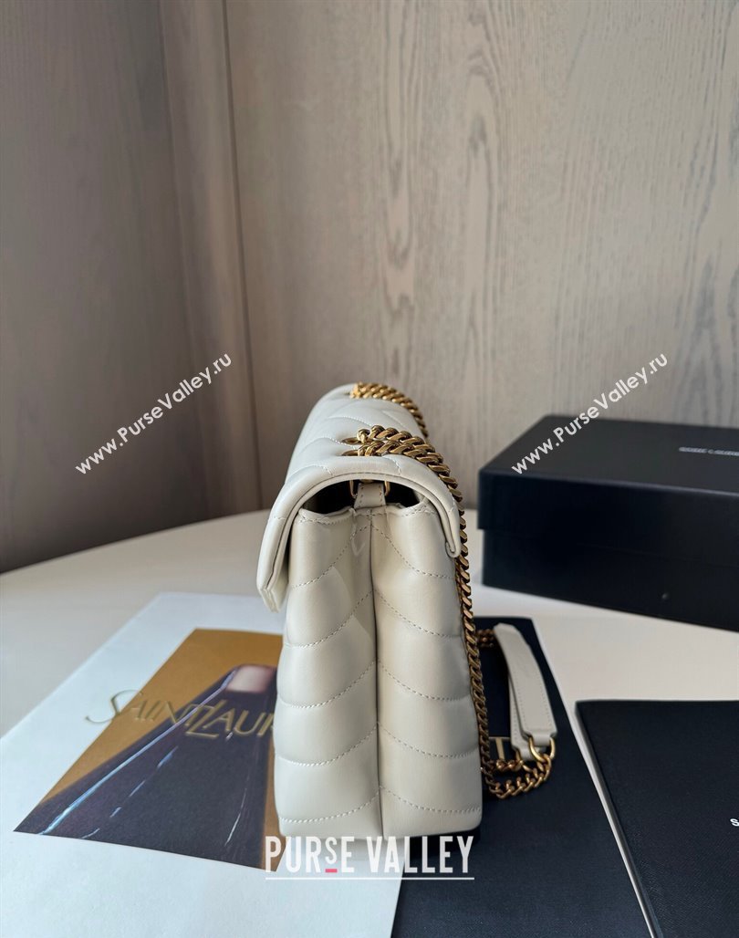 Saint Laurent Loulou Small Bag in Y Matelasse Leather 494699 White/Gold 2024 TOP (hongs-240713001)