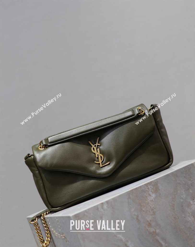 Saint Laurent Calypso Small Bag in Plunged Lambskin 734153 Green 2024 0713 (YY-240713009)