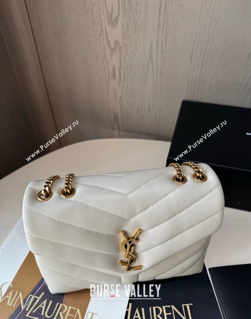 Saint Laurent Loulou Small Bag in Y Matelasse Leather 494699 White/Gold 2024 TOP (hongs-240713001)