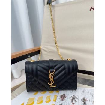 Saint Laurent Envelope Small Bag in Grained Leather 600195 Black/Gold 2024 TOP (Hongs-240803030)