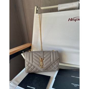 Saint Laurent Envelope Small Bag in Grained Leather 600195 Light Grey 2024 TOP (Hongs-240803031)