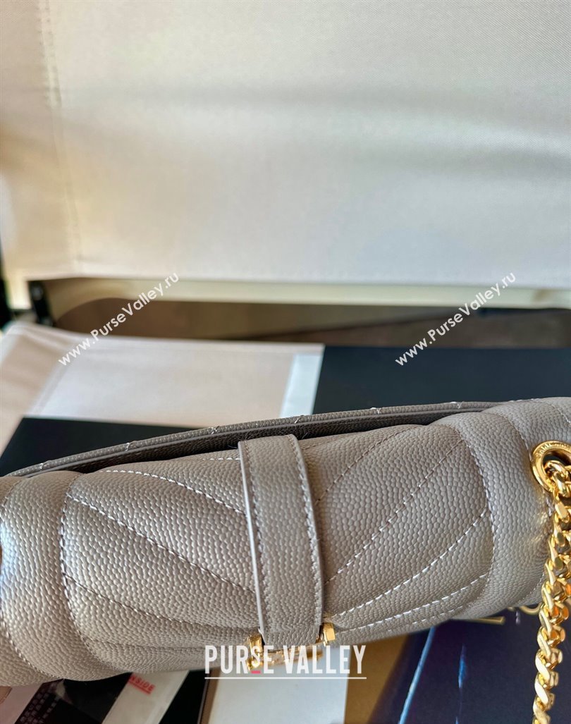 Saint Laurent Envelope Small Bag in Grained Leather 600195 Light Grey 2024 TOP (Hongs-240803031)