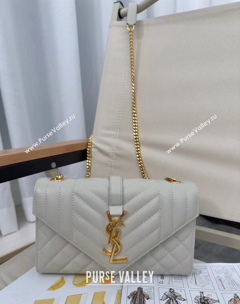 Saint Laurent Envelope Small Bag in Grained Leather 600195 White 2024 TOP (Hongs-240803032)