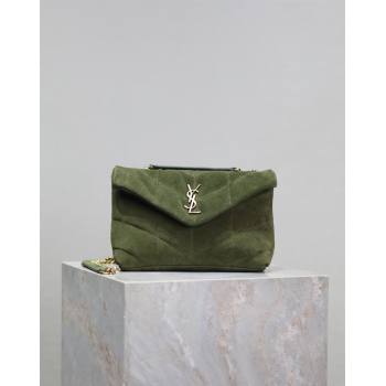 Saint Laurent Loulou Toy Puffer Bag in Suede 759337 Green 2024 0525 (YY-240803046)