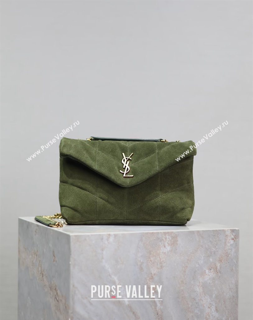 Saint Laurent Loulou Toy Puffer Bag in Suede 759337 Green 2024 0525 (YY-240803046)