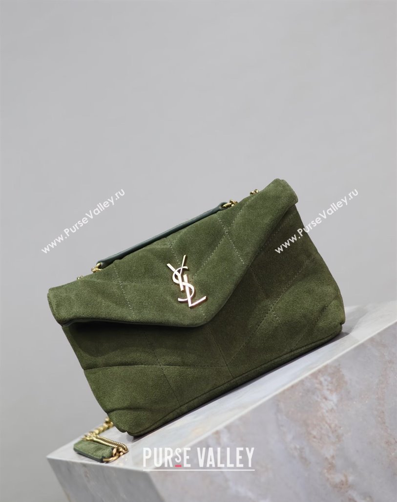 Saint Laurent Loulou Toy Puffer Bag in Suede 759337 Green 2024 0525 (YY-240803046)