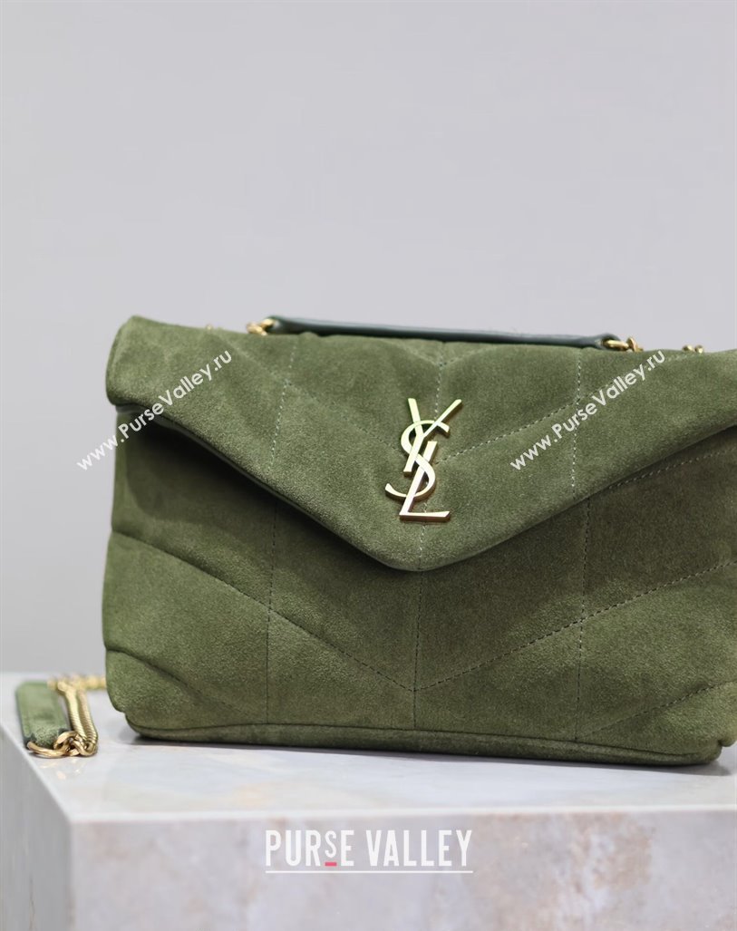 Saint Laurent Loulou Toy Puffer Bag in Suede 759337 Green 2024 0525 (YY-240803046)