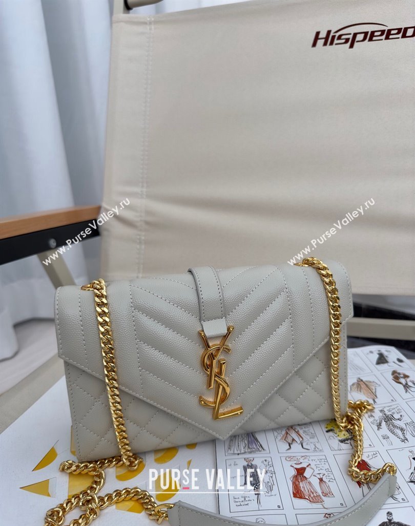 Saint Laurent Envelope Small Bag in Grained Leather 600195 White 2024 TOP (Hongs-240803032)