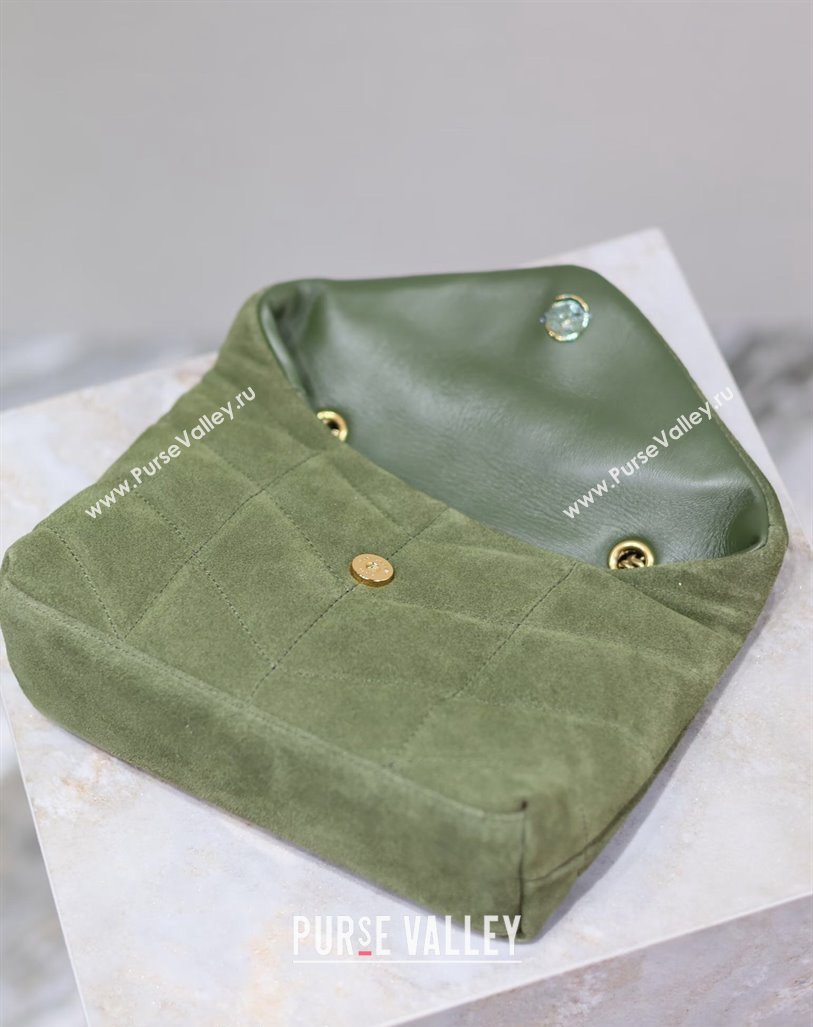 Saint Laurent Loulou Toy Puffer Bag in Suede 759337 Green 2024 0525 (YY-240803046)