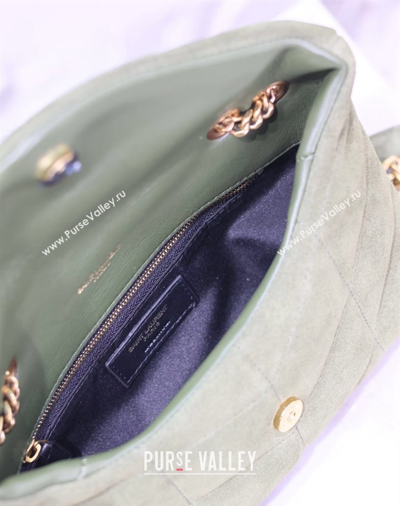 Saint Laurent Loulou Toy Puffer Bag in Suede 759337 Green 2024 0525 (YY-240803046)