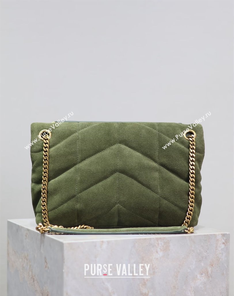 Saint Laurent Loulou Puffer Small Bag in Suede Green 577476 2024 0525 (YY-240803049)