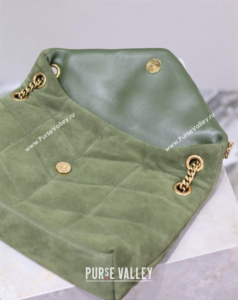 Saint Laurent Loulou Puffer Small Bag in Suede Green 577476 2024 0525 (YY-240803049)