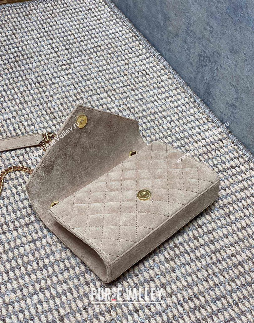 Saint Laurent Envelope Small Chain Bag in Suede Beige 526286 2024 (YY-240803053)