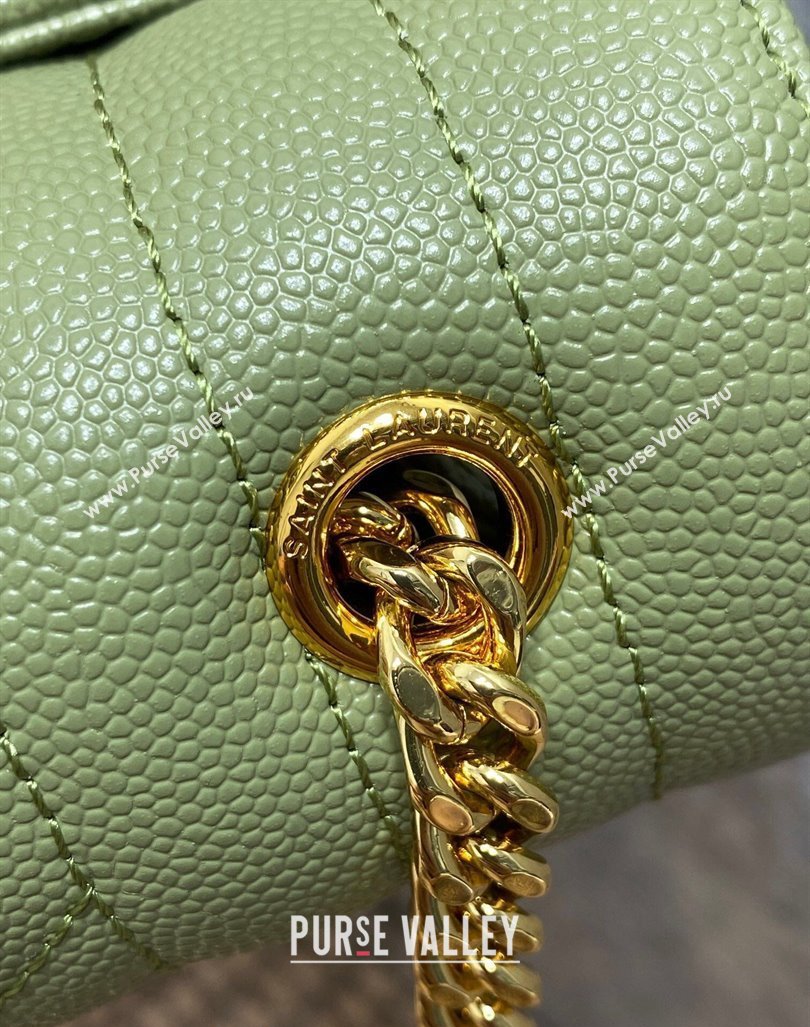 Saint Laurent Envelope Small Chain Bag in Grained Leather 526286 Avocado Green 2024 (YY-240803055)