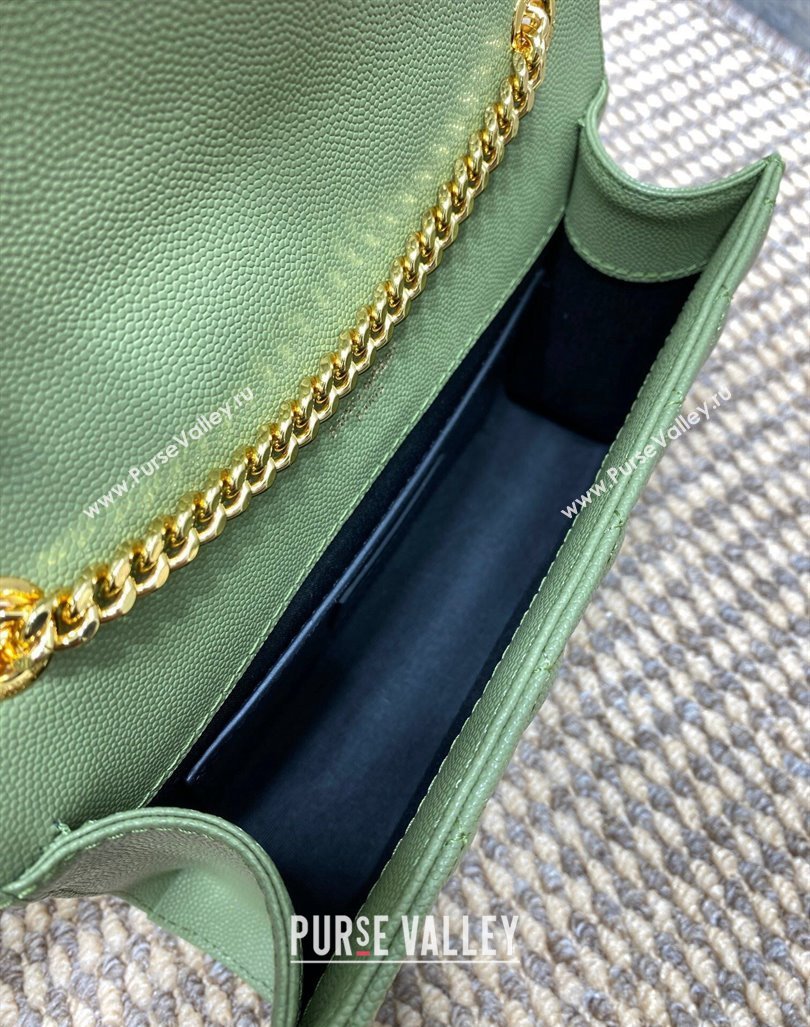 Saint Laurent Envelope Small Chain Bag in Grained Leather 526286 Avocado Green 2024 (YY-240803055)