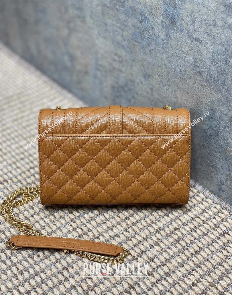 Saint Laurent Envelope Small Chain Bag in Grained Leather 526286 Brown 2024 (YY-240803056)