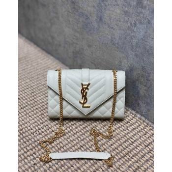 Saint Laurent Envelope Small Chain Bag in Grained Leather 526286 White 2024 (YY-240803058)