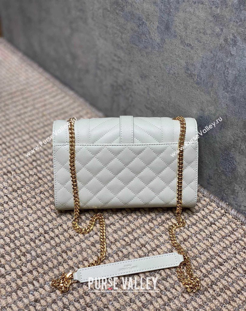 Saint Laurent Envelope Small Chain Bag in Grained Leather 526286 White 2024 (YY-240803058)