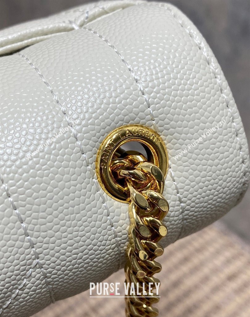 Saint Laurent Envelope Small Chain Bag in Grained Leather 526286 White 2024 (YY-240803058)