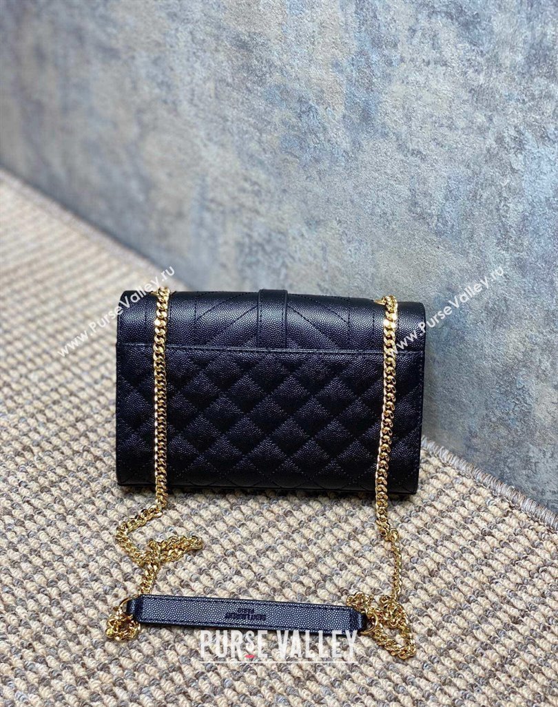 Saint Laurent Envelope Small Chain Bag in Grained Leather 526286 Black/Gold 2024 (YY-240803060)