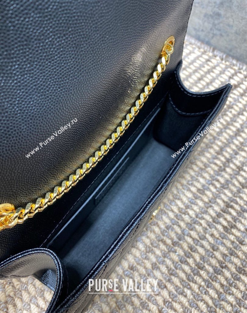 Saint Laurent Envelope Small Chain Bag in Grained Leather 526286 Black/Gold 2024 (YY-240803060)