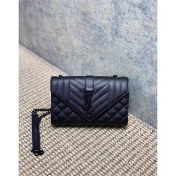 Saint Laurent Envelope Small Chain Bag in Grained Leather 526286 All Black 2024 (YY-240803061)