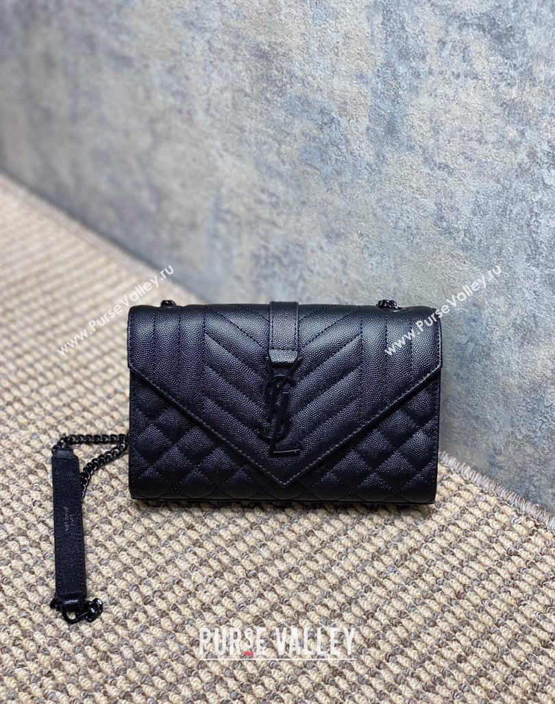 Saint Laurent Envelope Small Chain Bag in Grained Leather 526286 All Black 2024 (YY-240803061)