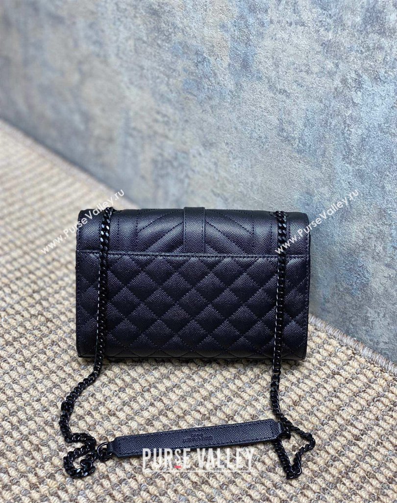 Saint Laurent Envelope Small Chain Bag in Grained Leather 526286 All Black 2024 (YY-240803061)