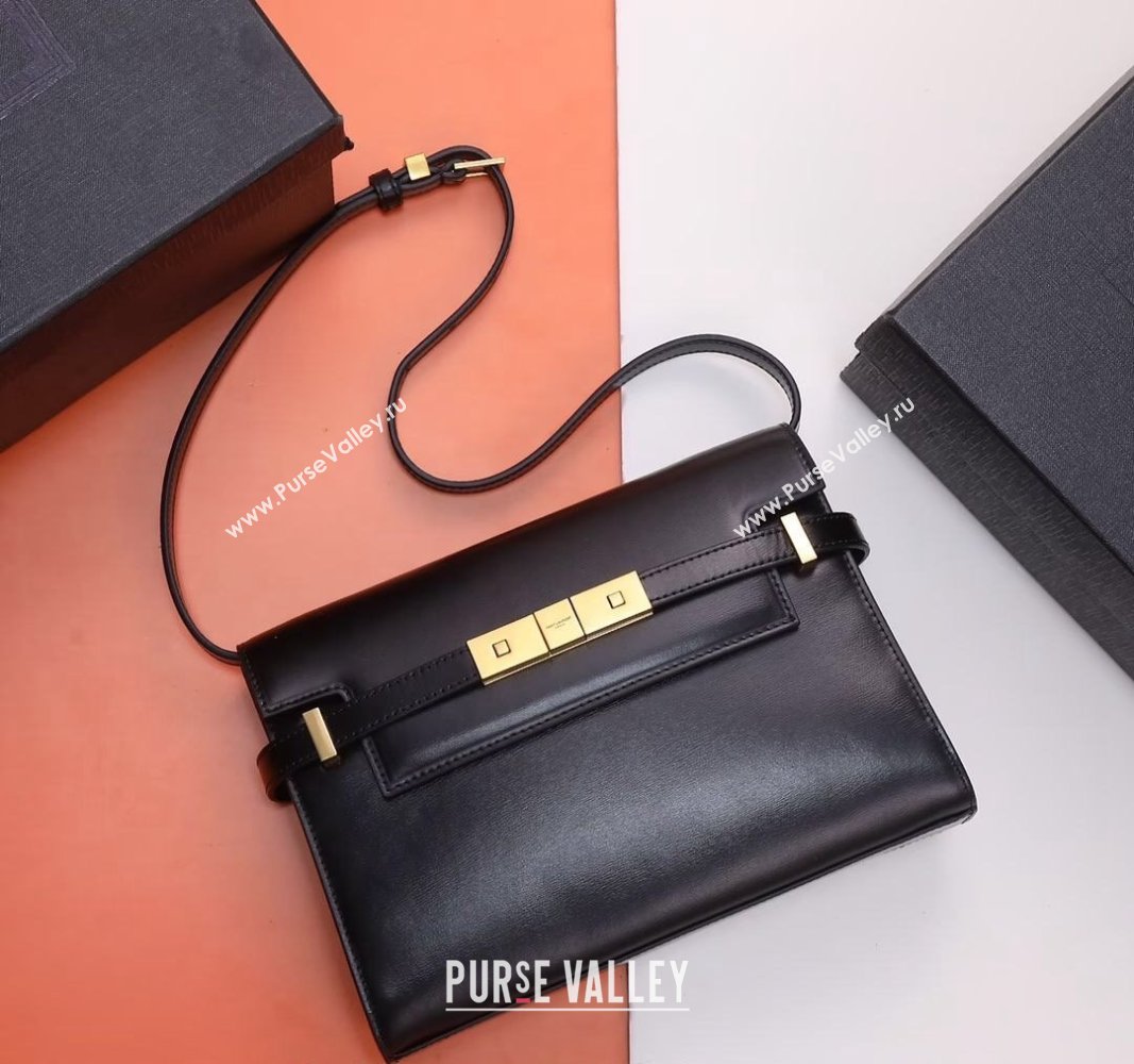 Saint Laurent Manhattan Shoulder Bag in Smooth Leather 675626 Black/Gold 2024 (YY-240803062)