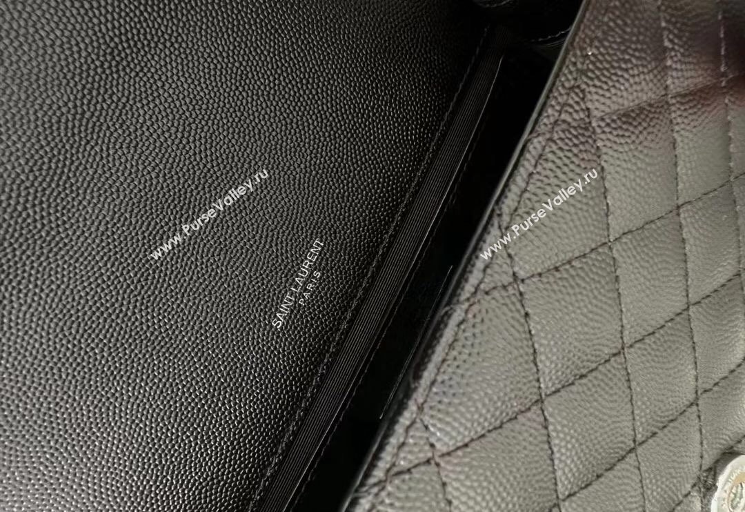 Saint Laurent Envelope Medium Bag in Grained Leather 600185 Black/Silver 2024 TOP (Hongs-240803034)