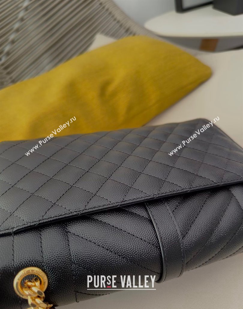 Saint Laurent Envelope Medium Bag in Grained Leather 600185 Black/Gold 2024 TOP (Hongs-240803035)