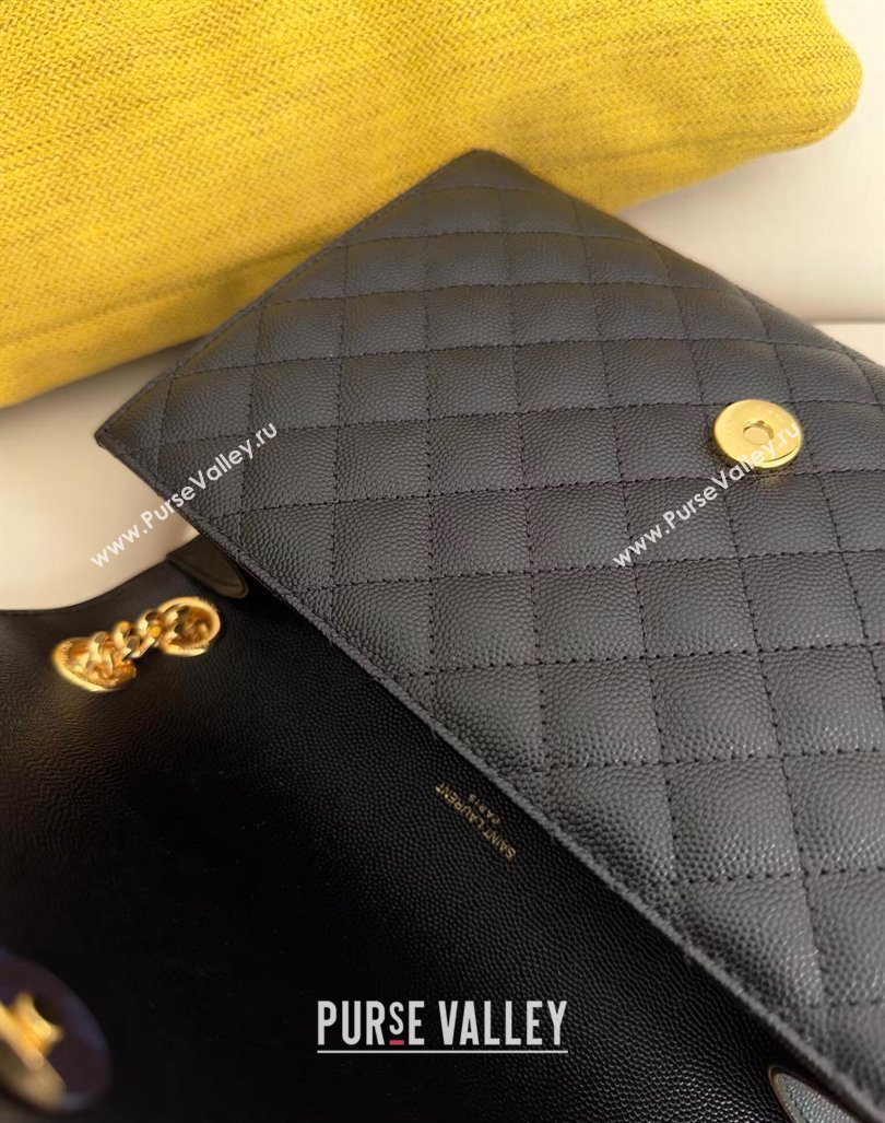 Saint Laurent Envelope Medium Bag in Grained Leather 600185 Black/Gold 2024 TOP (Hongs-240803035)