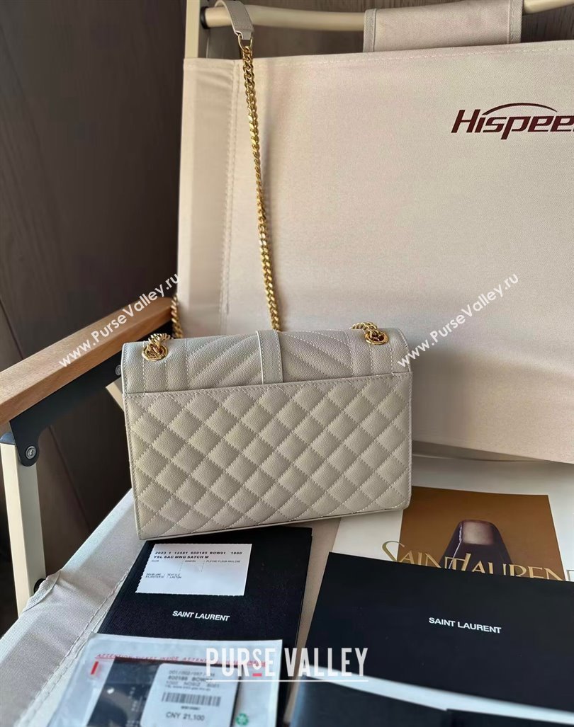 Saint Laurent Envelope Medium Bag in Grained Leather 600185 White 2024 TOP (Hongs-240803037)