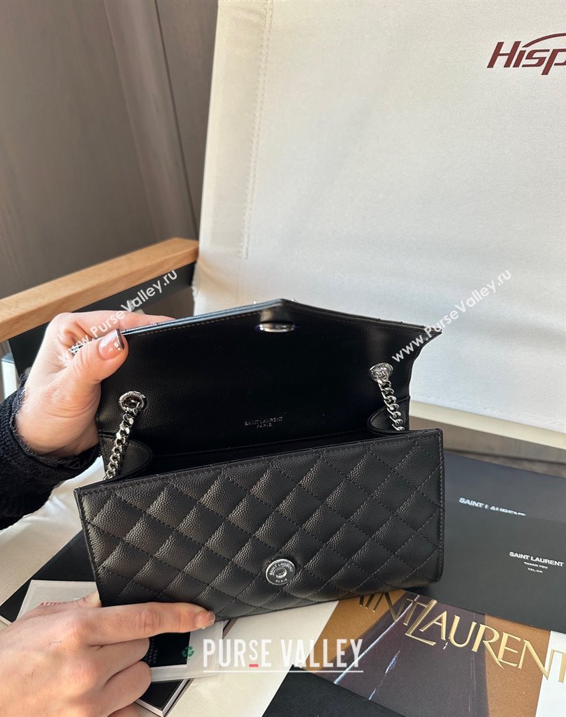 Saint Laurent Envelope Small Bag in Grained Leather 600195 Black/Silver 2024 TOP (Hongs-240803029)