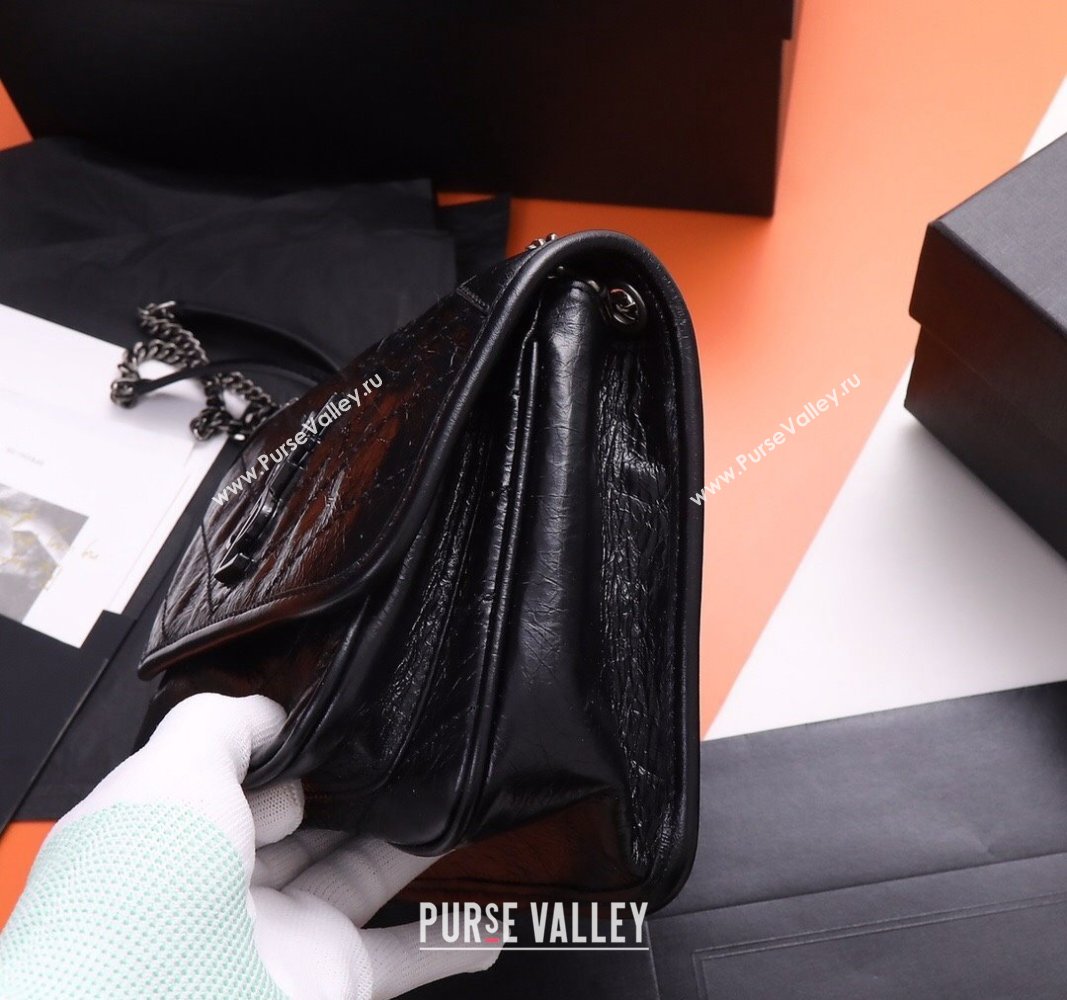 Saint Laurent Baby Niki Chain Bag in Shiny Crinkled Leather 533037 Black/Gunmetal 2024 (YY-240827009)