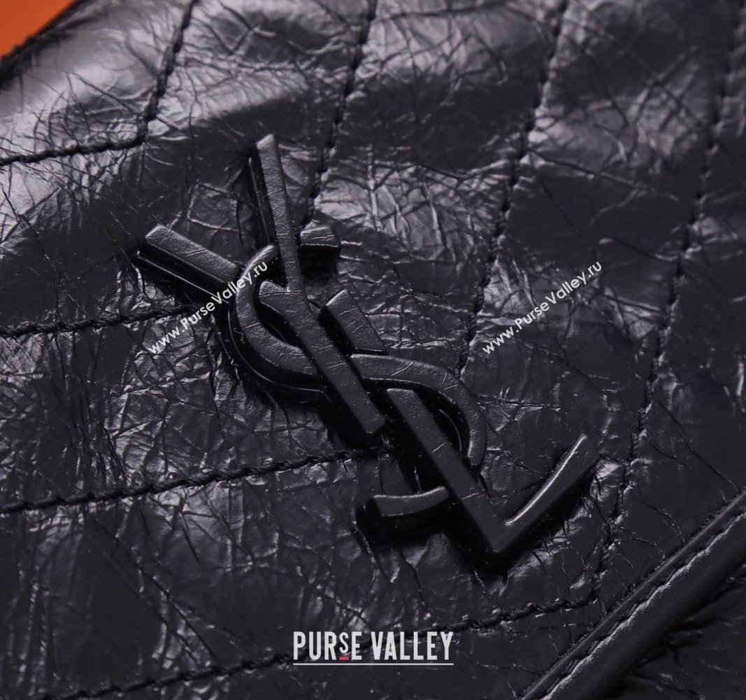 Saint Laurent Baby Niki Chain Bag in Shiny Crinkled Leather 533037 Black/Gunmetal 2024 (YY-240827009)