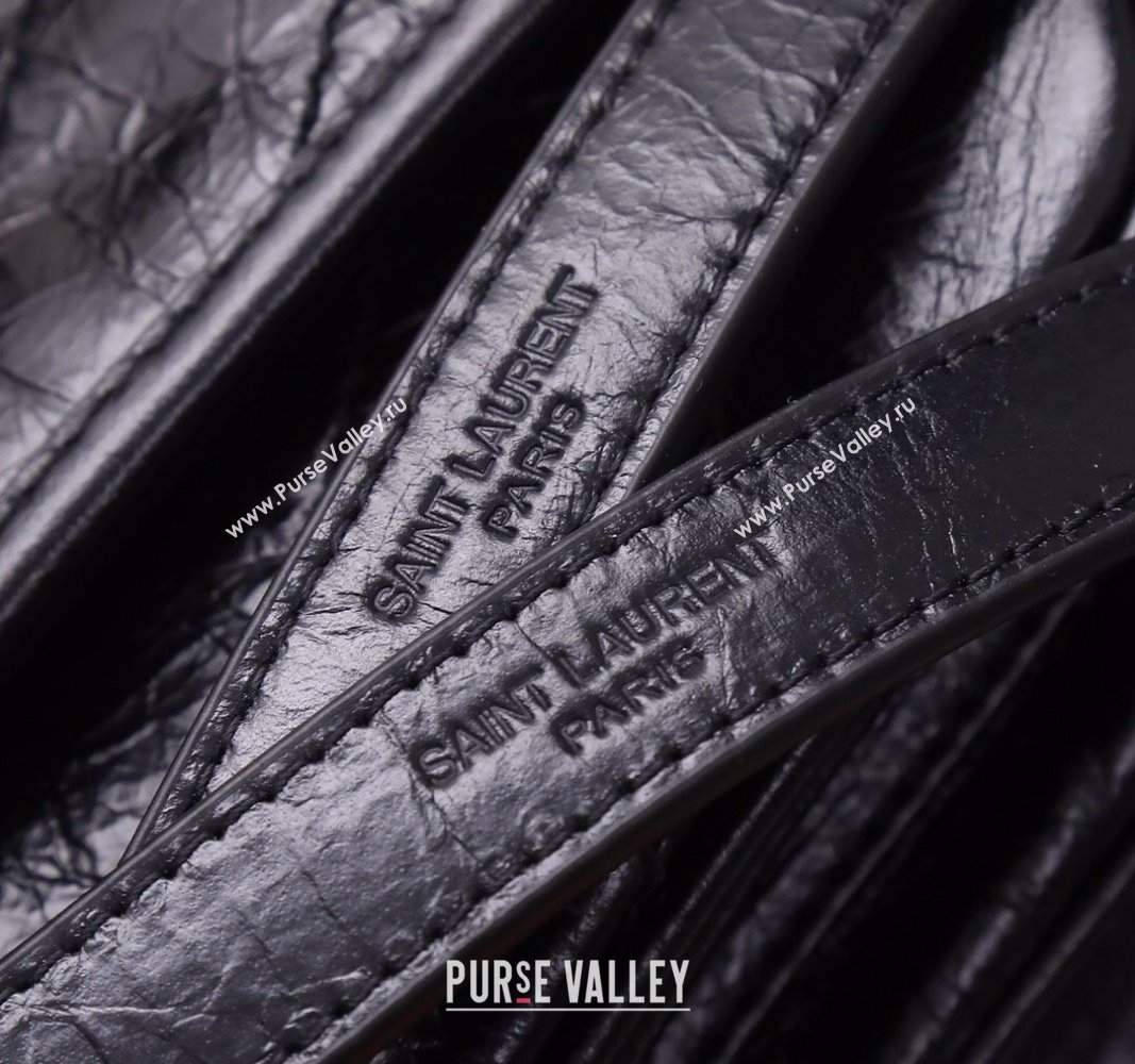 Saint Laurent Baby Niki Chain Bag in Shiny Crinkled Leather 533037 Black/Gunmetal 2024 (YY-240827009)