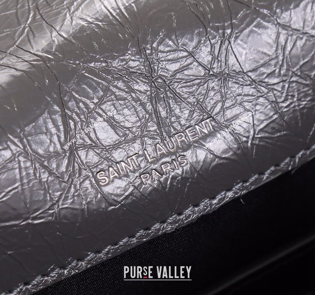 Saint Laurent Baby Niki Chain Bag in Shiny Crinkled Leather 533037 Dark Grey 2024 (YY-240827010)