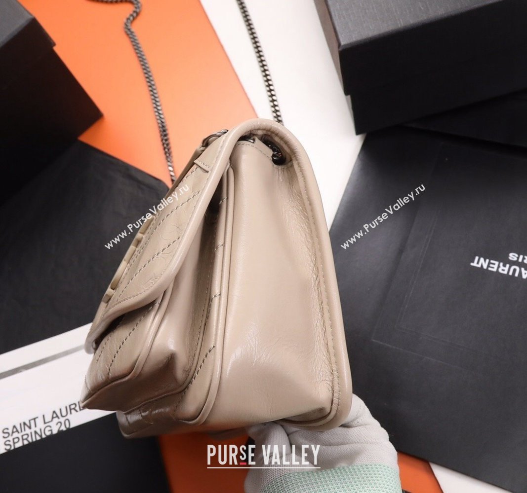 Saint Laurent Baby Niki Chain Bag in Shiny Crinkled Leather 533037 Nude Pink 2024 (YY-240827011)